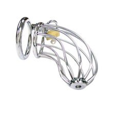 Charger l'image dans la galerie, Rouge stainless steel chastity cock cage with padlock and key