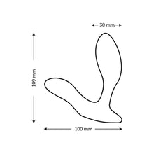 Load image into Gallery viewer, Schéma avec dimensions du stimulateur vibrant à prostate et à périnée bleu nuit Vector par We-Vibe