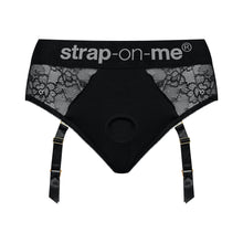 Charger l'image dans la galerie, Culottes Diva noires avec dentelle  strap-on de strap-on-me sur fond blanc