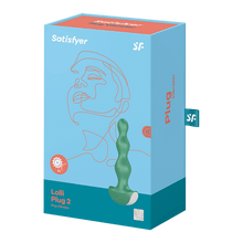 Load image into Gallery viewer, Emballage des perles anales vibrantes vertes Lolli 2 de Satisfyer sur fond blanc