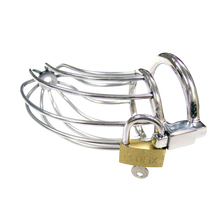 Charger l&#39;image dans la galerie, Rouge stainless steel chastity cock cage with padlock and key
