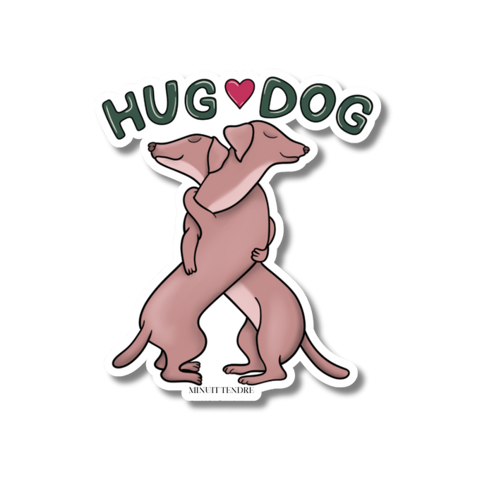 Teckels hugging (Hug Dog) sticker by Minuit Tendre