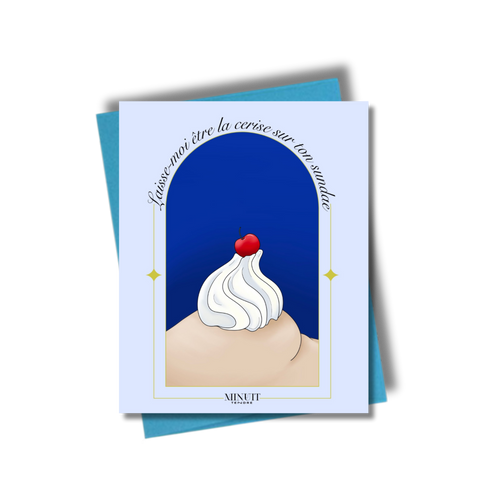 La cerise sur le sundae greeting card by Minuit Tendre