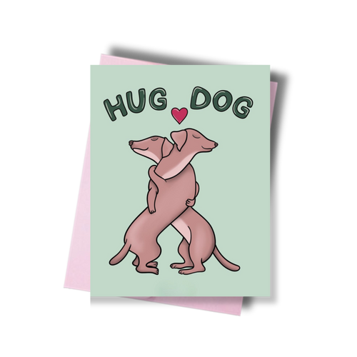 Hug Dog greeting card by Minuit Tendre