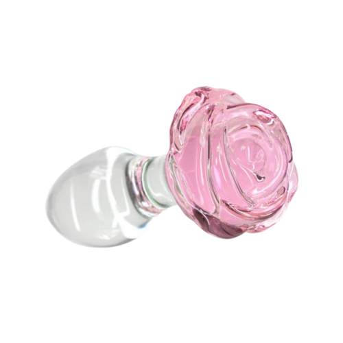 Rosy flower shaped glass anal plug by Pillow Talk