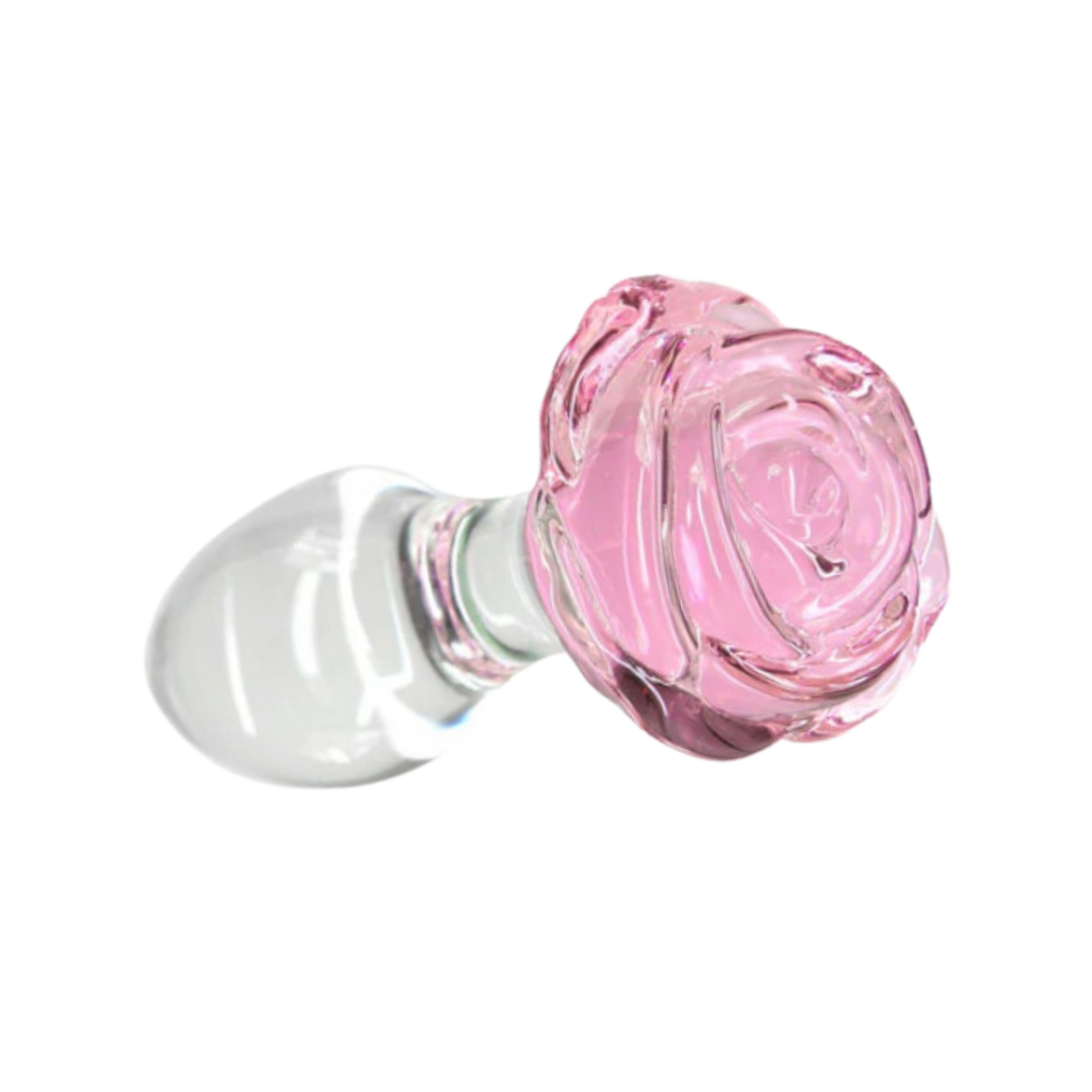 Rosy flower shaped glass anal plug by Pillow Talk