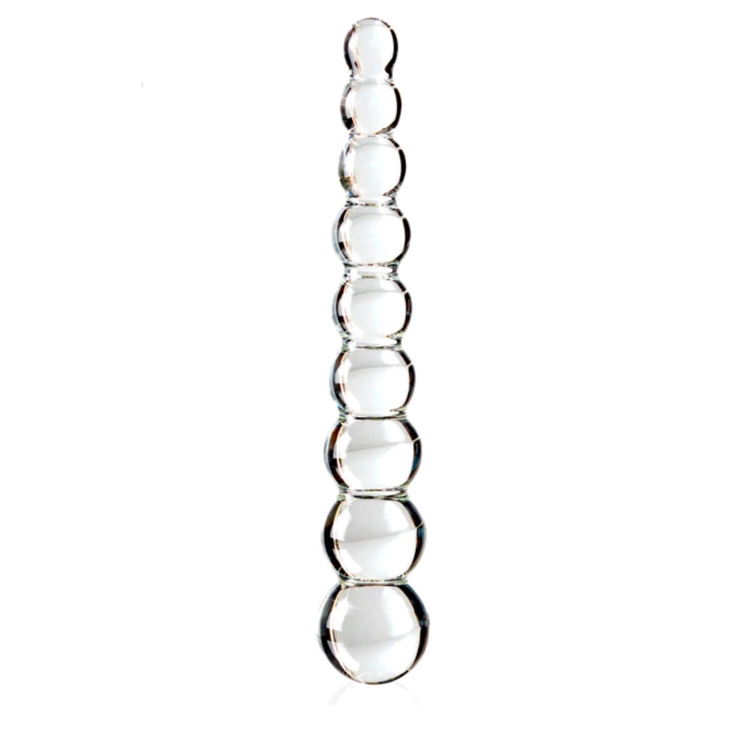 Stimulateur perlé en verre Icicles No 2 de PipeDream sur fond blanc