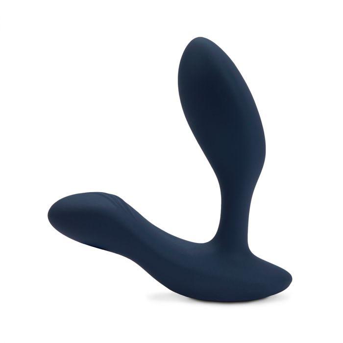 Stimulateur vibrant à prostate et à périnée bleu nuit Vector par We-Vibe sur fond blanc (vue de profil)