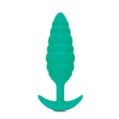 Plug anale vibrante verte Twist par B-Vibe sur fond blanc