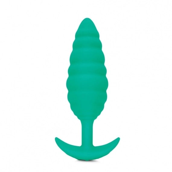 Plug anale vibrante verte Twist par B-Vibe sur fond blanc