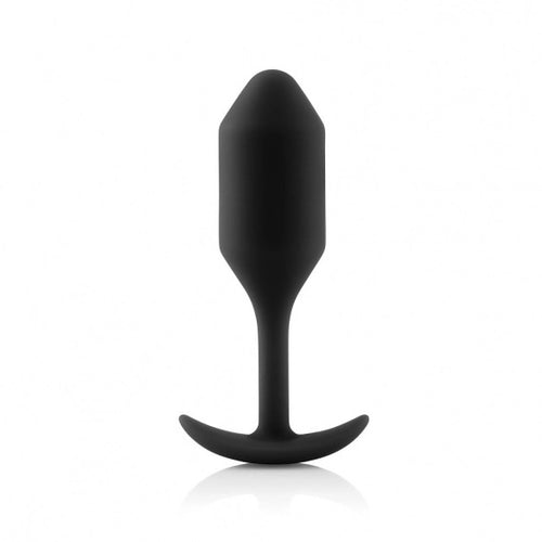 Plug anale noire Snug 2 par B-Vibe sur fond blanc