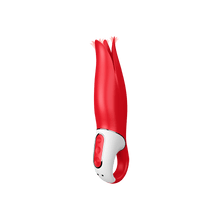 Load image into Gallery viewer, Vibrateur rouge et blanc Power Flower de Satisfyer avec l&#39;embout qui vibre 
