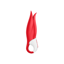 Load image into Gallery viewer, Vibrateur rouge et blanc Power Flower de Satisfyer de profil
